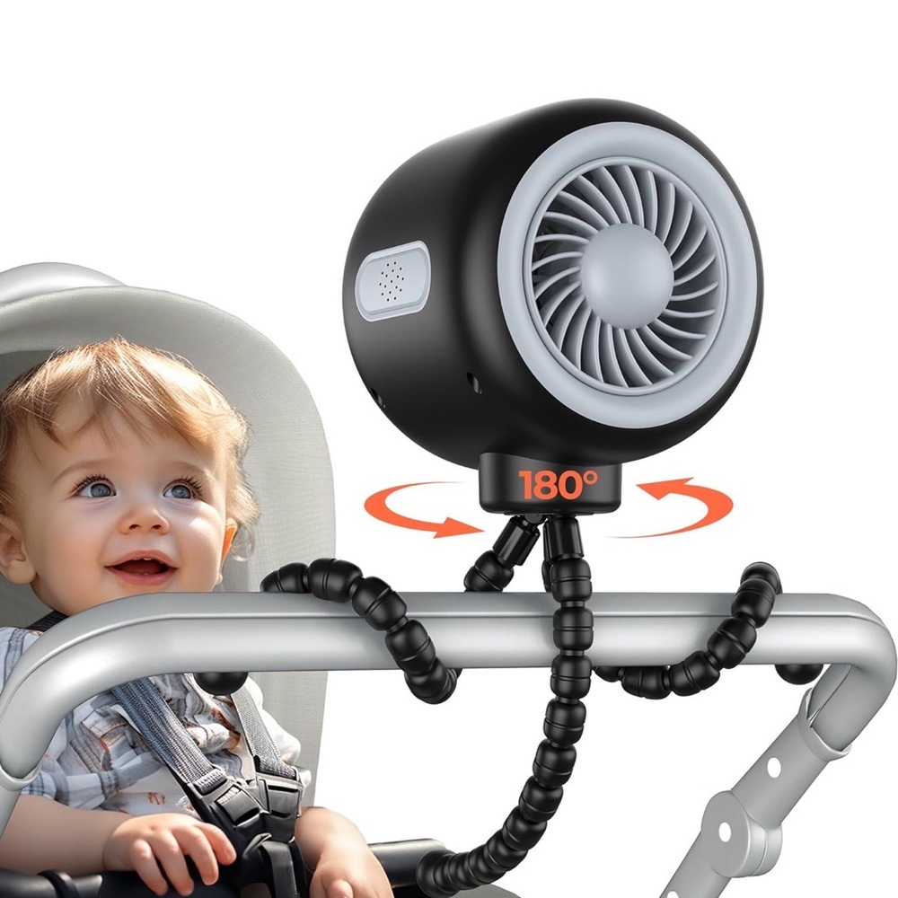 Portable Black and Gray Clip-On Fan
